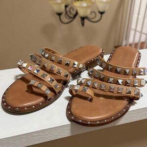 Elegant Studded Brown Sandals